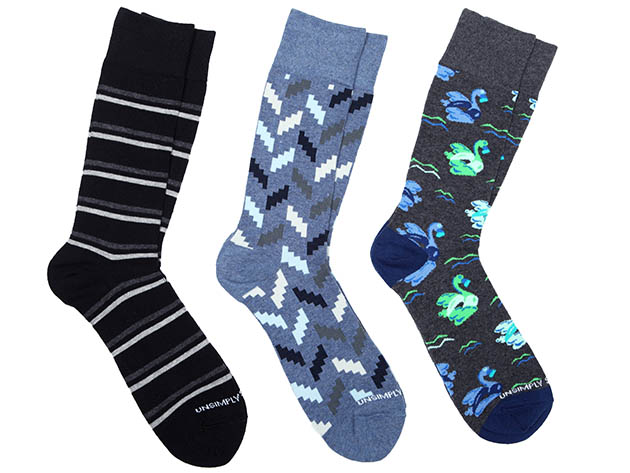 3-Pair Socks Combo Pack (Zig & Zag/Traditional Stripe/Flaming Floaty)
