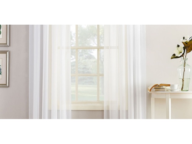 Home Expressions Jacqueline Rod-Pocket Sheer Panel Pair, Size 118 Inch x 54 Inch, Set of 2, White