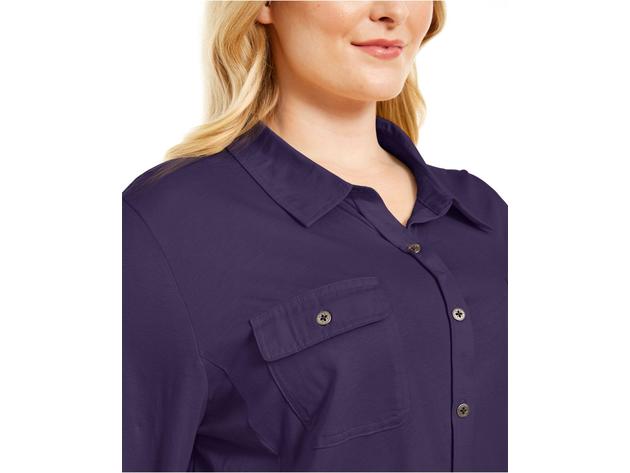 Karen Scott Women's Plus Size Polo-Style Shirt  Purple Size 3 Extra Large