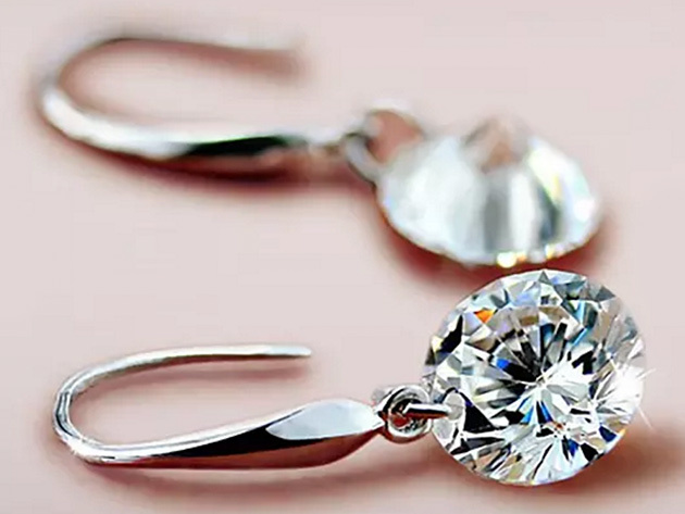 Naked Swarovski Drill Sterling Silver Drop Earrings