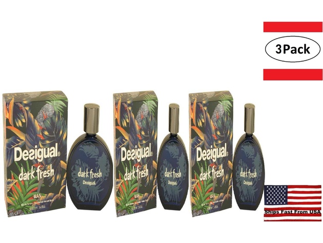 3 Pack Desigual Dark Fresh by Desigual Eau De Toilette Spray 3.4 oz for Men