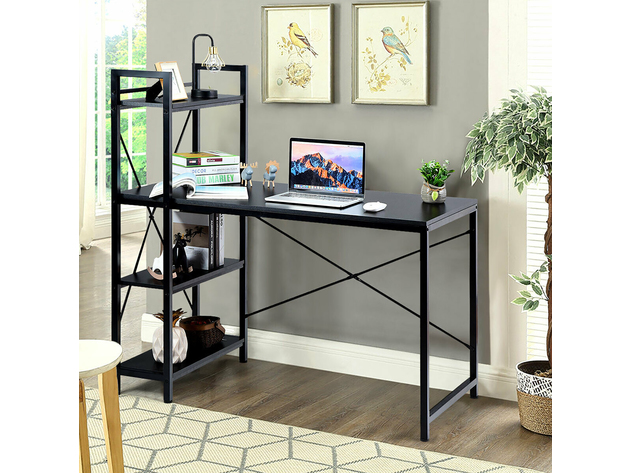 Costway 47.5" Computer Desk Writing Desk Study Table Workstation With 4-Tier Shelves Black