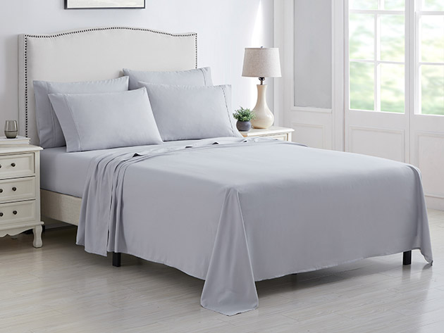Kathy Ireland 6-Piece Brushed Microfiber Sheet Set (Light Grey/Twin)