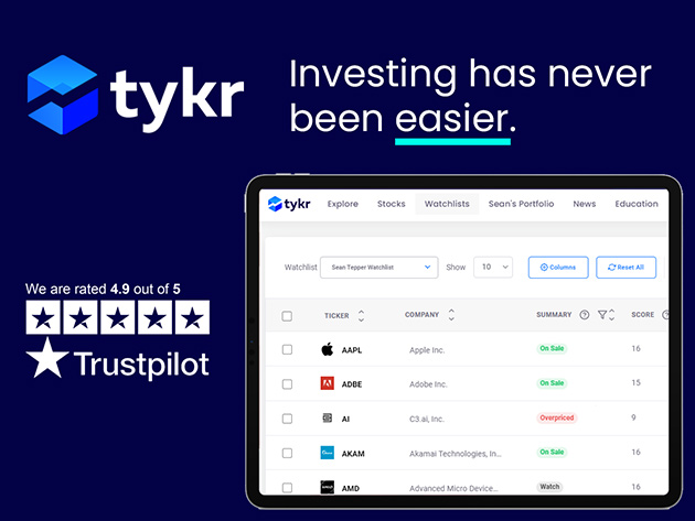 Tykr Stock Screener: Premium Plan Lifetime Subscription