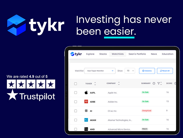 Tykr Stock Screener: Pro Plan Lifetime Subscription